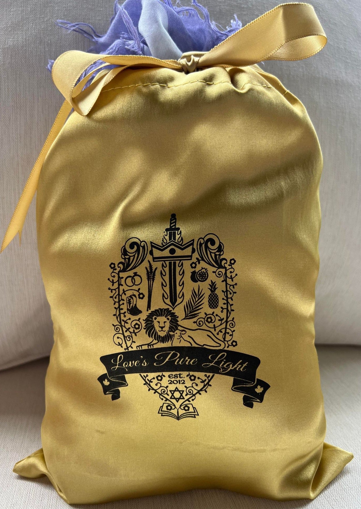 Gold Luxury Silk Storage Pouch with Deep Pockets for Promise Card