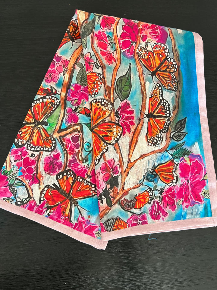 D-407LTT EMERGE BUTTERFLY ARMY ORGANIC LINEN TEA TOWEL