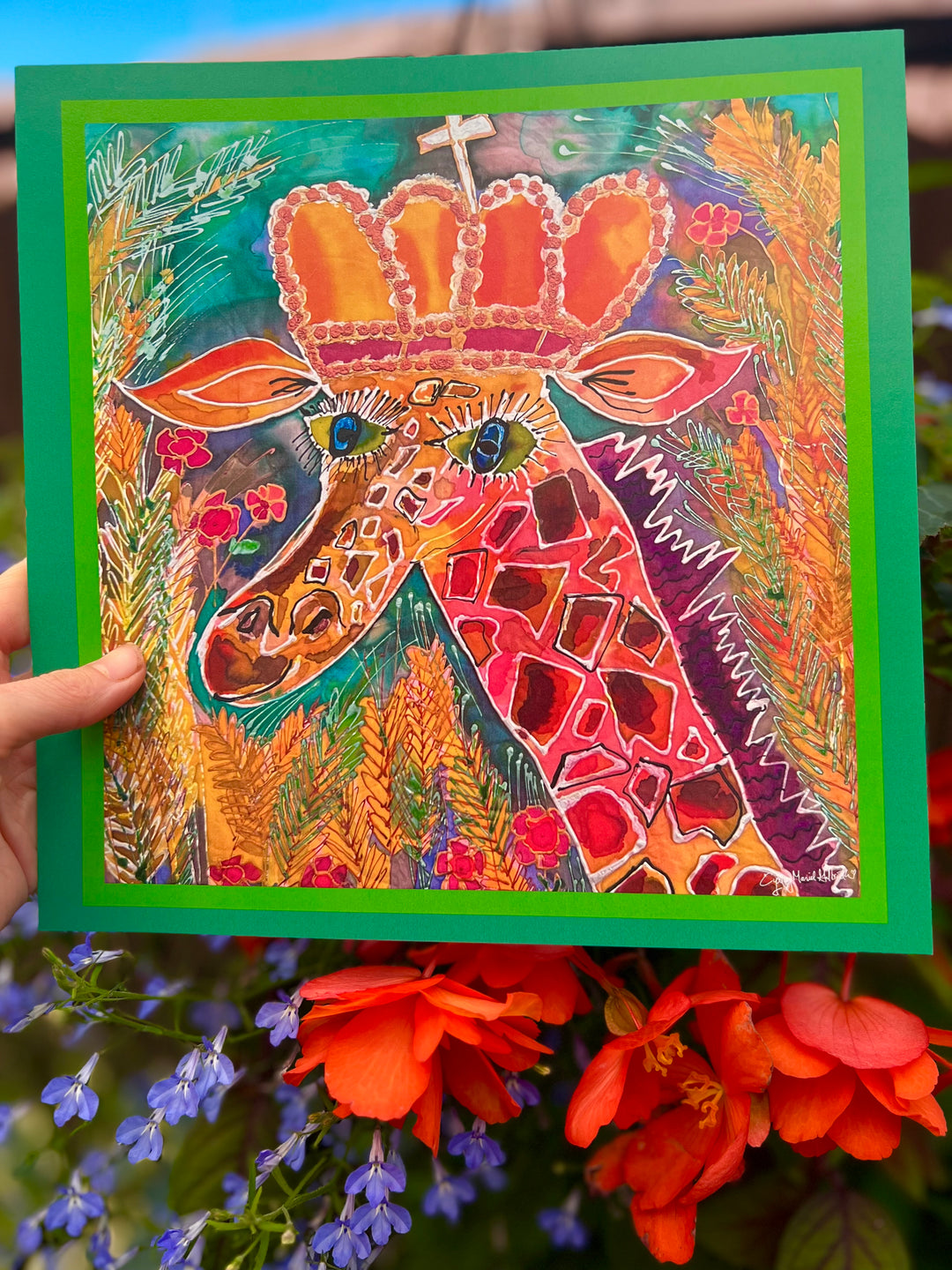 D-531AP GIRAFFE CROWNED WITH EVERLASTING JOY Matte Finish Original Art Print