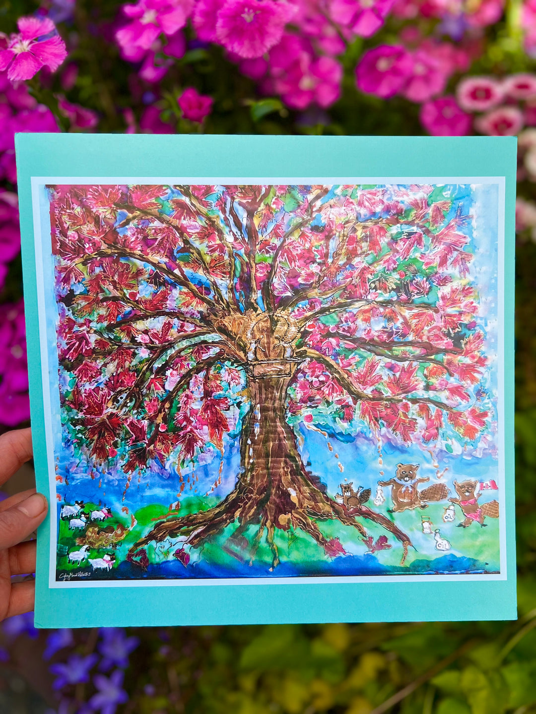 D-17CAP OH CANADA GLORIOUS AND FREE FULL OF HEAVENS OIL IS OUR FOREVER MAPLE TREE Matte Finish Original Art Print