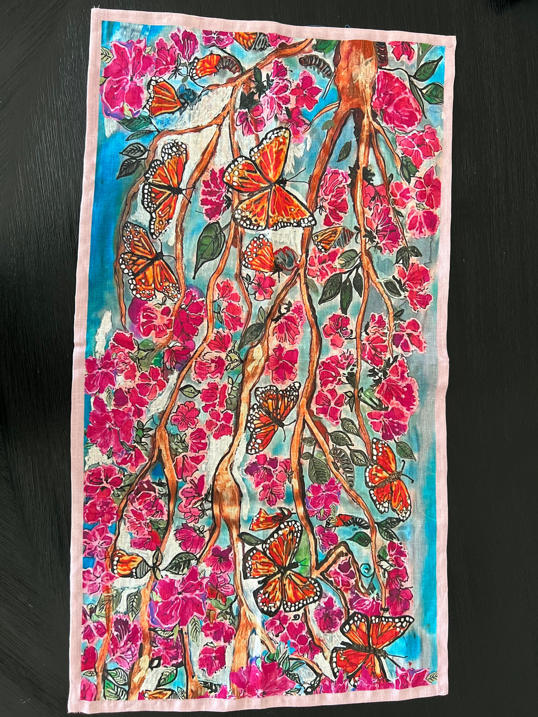 D-407LTT EMERGE BUTTERFLY ARMY ORGANIC LINEN TEA TOWEL