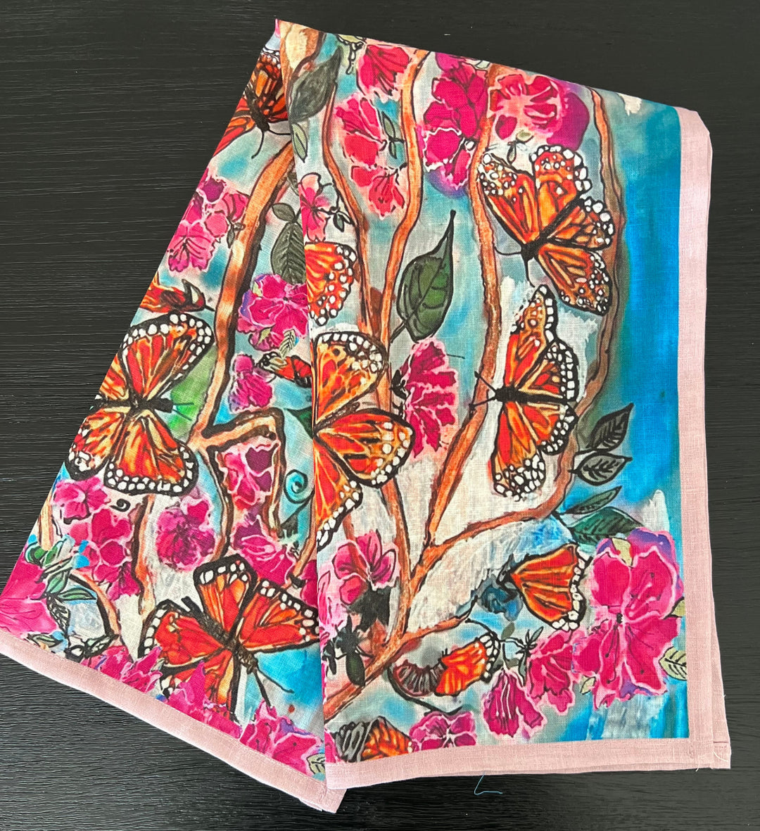 D-407LTT EMERGE BUTTERFLY ARMY ORGANIC LINEN TEA TOWEL