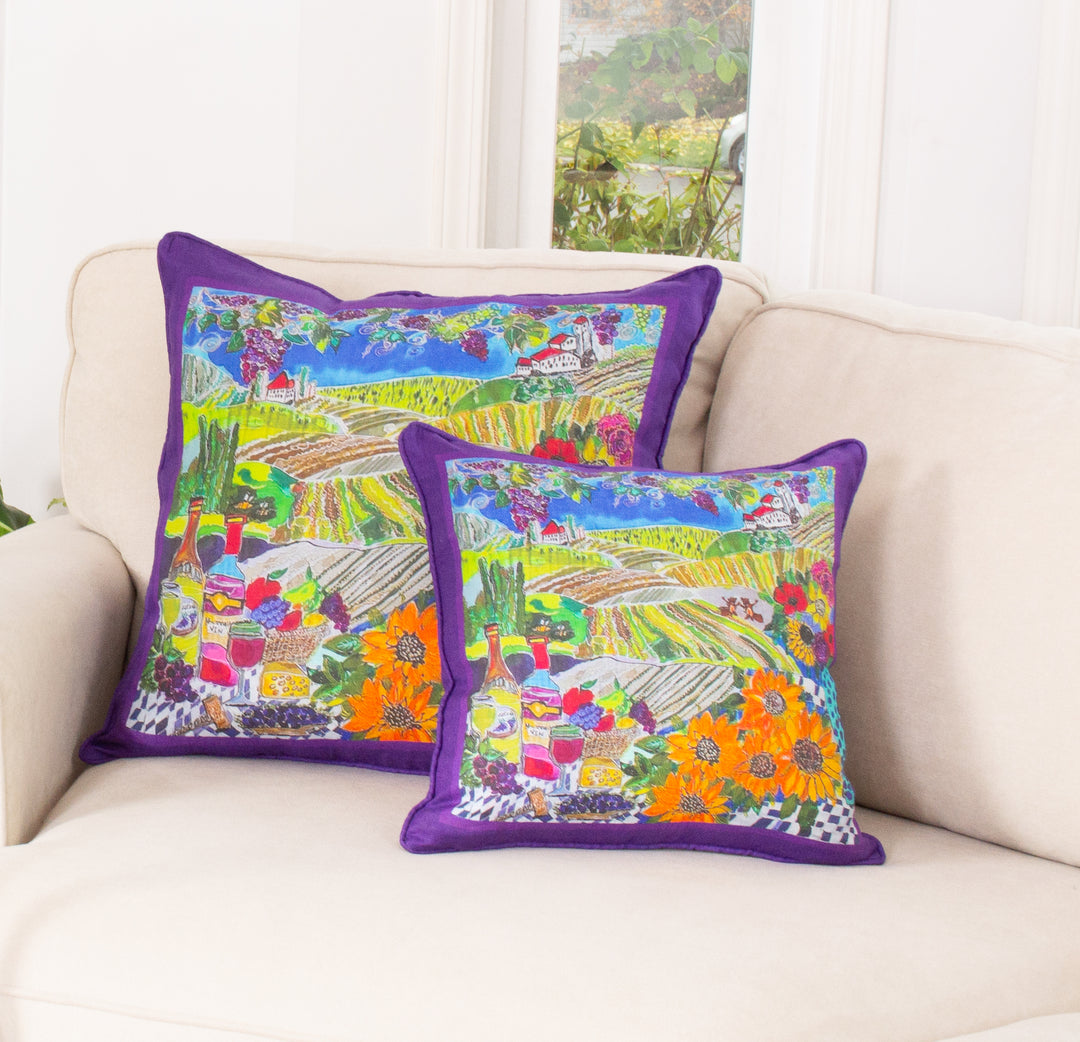 D-387C MY FATHER'S VINYARD - Large Luxury Organic Linen Sham, 22" x 22"