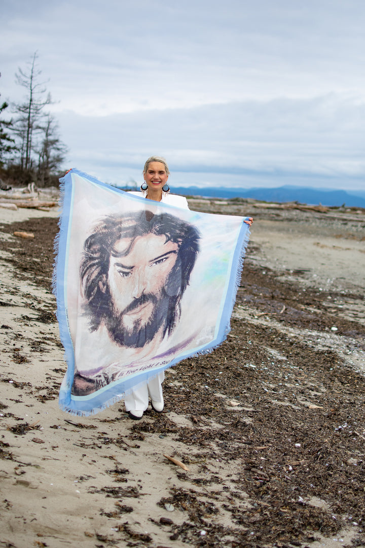 D-455 PRAYER SHAWL - HE IS THE FOUNTAIN OF LIFE  PSALM 36:9