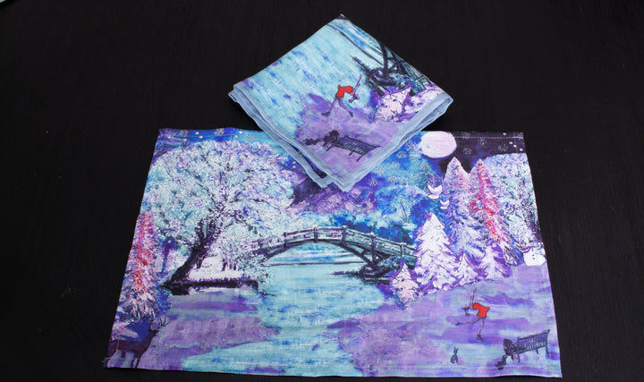 D-187 WINTER WONDERLAND - Organic Linen Napkin 16" x 16"