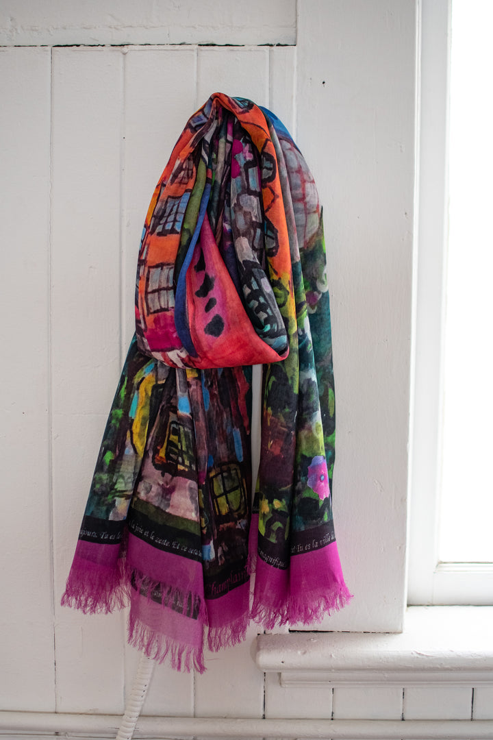 D-169B A SCARF FOR QUEBEC CITY : ENTER THE GATES OF LOVE IN PINK