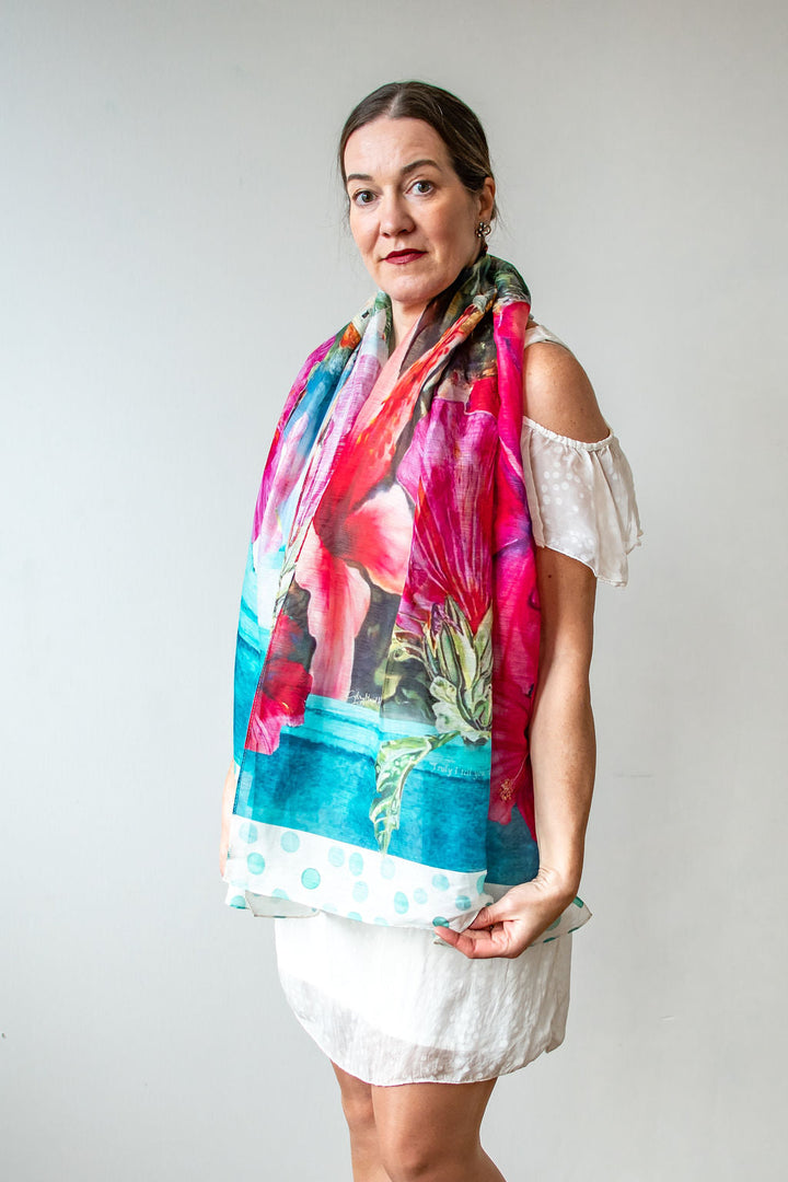 D-405SL IN PARADISE WITH YOU - SILK LINEN SCARF