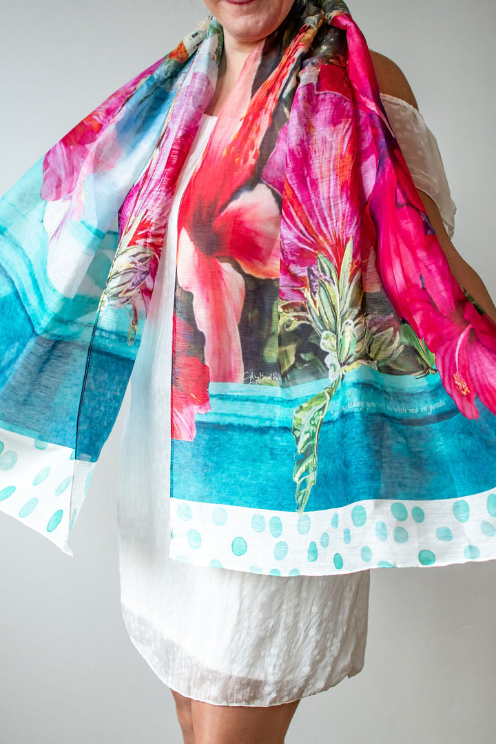 D-405SL IN PARADISE WITH YOU - SILK LINEN SCARF
