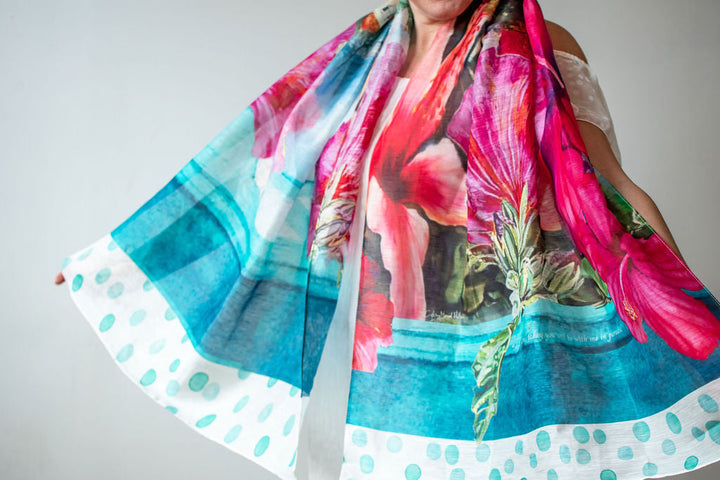D-405SL IN PARADISE WITH YOU - SILK LINEN SCARF