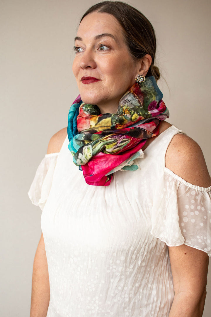 D-405SL IN PARADISE WITH YOU - SILK LINEN SCARF