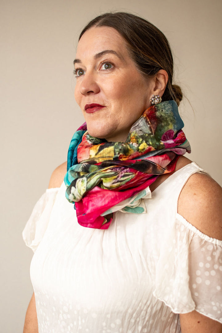 D-405SL IN PARADISE WITH YOU - SILK LINEN SCARF