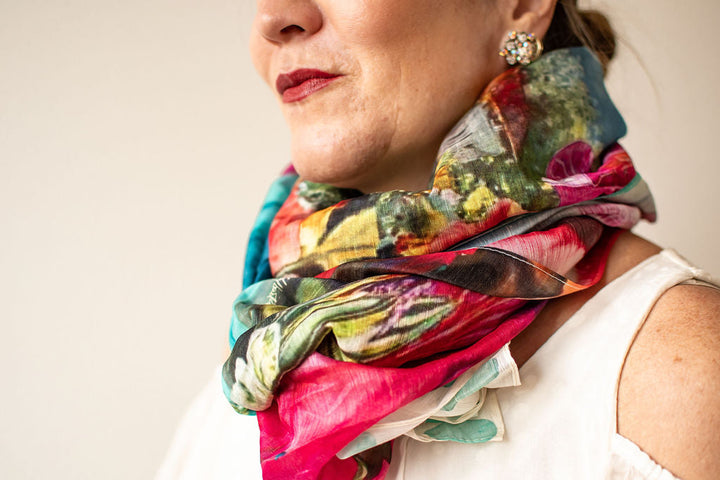 D-405SL IN PARADISE WITH YOU - SILK LINEN SCARF