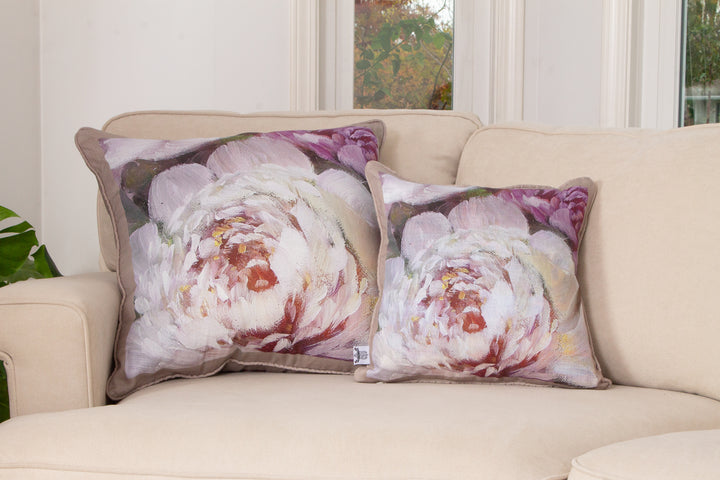 D-454 PLUNGE INTO A PEONY PILLOW - Large Luxury Organic Linen Sham, 22" x 22"