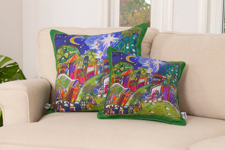 D-480 CATCH THE INEXPRESSIBLE JOY OF CHRISTMAS - Large Luxury Hand Painted Organic Linen Sham, 22" x 22"
