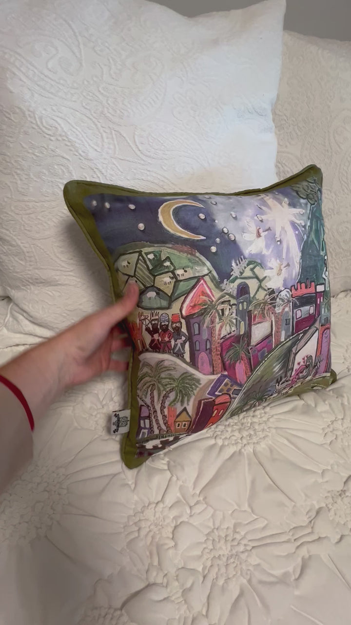 D-481 CATCH THE INEXPRESSIBLE JOY OF CHRISTMAS - Small Luxury Organic Linen Sham, 16" x 16"