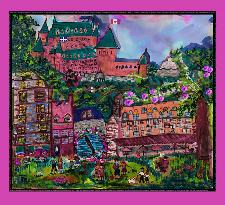 D-169B A SCARF FOR QUEBEC CITY : ENTER THE GATES OF LOVE IN PINK