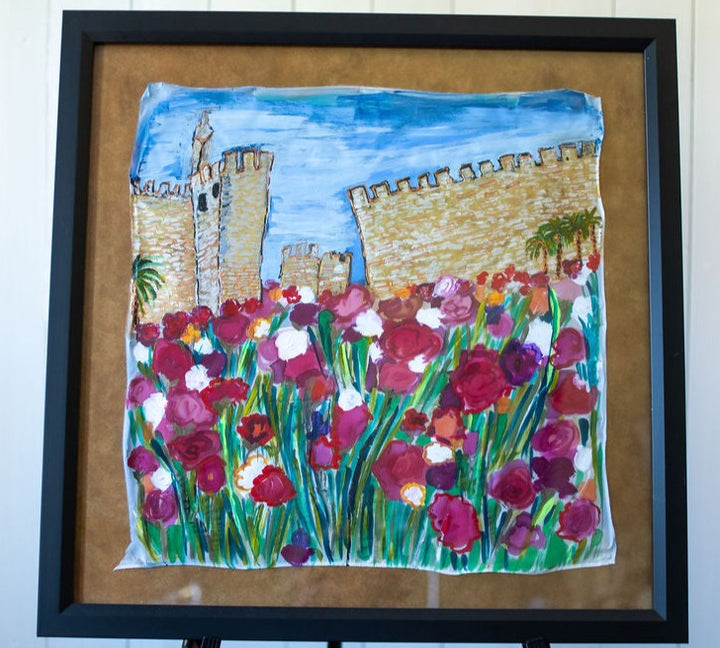 D-374  ORIGINAL SILK PAINTING by CYDNEY   BE LIFTED UP YOU ANCIENT DOORS