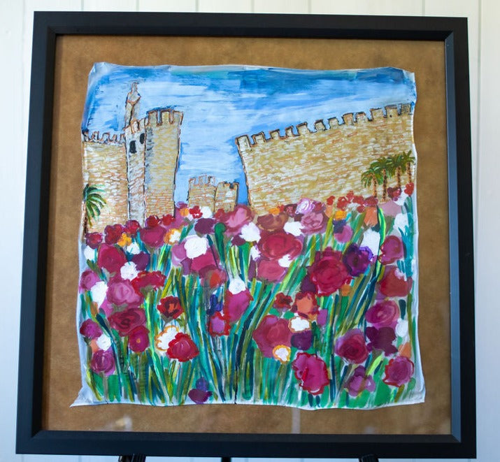 D-374  ORIGINAL SILK PAINTING by CYDNEY   BE LIFTED UP YOU ANCIENT DOORS