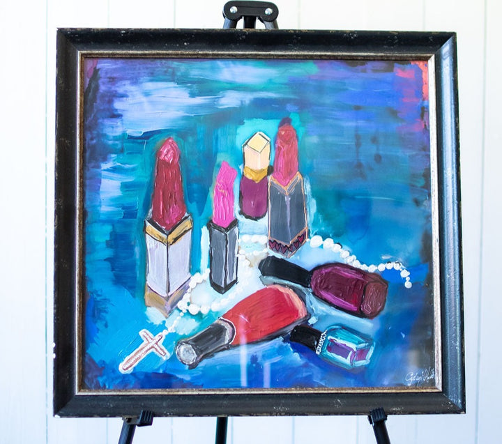 D-154   AN ORIGINAL SILK PAINTING by CYDNEY    LIPS: BORN AND ANNOINTED WITH GRACE
