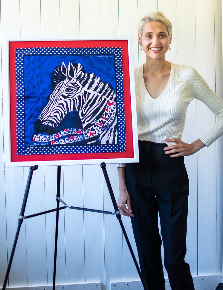 D-184    SILK PAINTING by CYDNEY    THE HEALING STRIPES OF THE ZEBRA