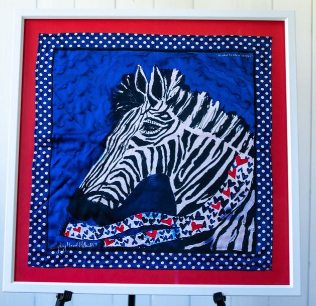D-184    SILK PAINTING by CYDNEY    THE HEALING STRIPES OF THE ZEBRA