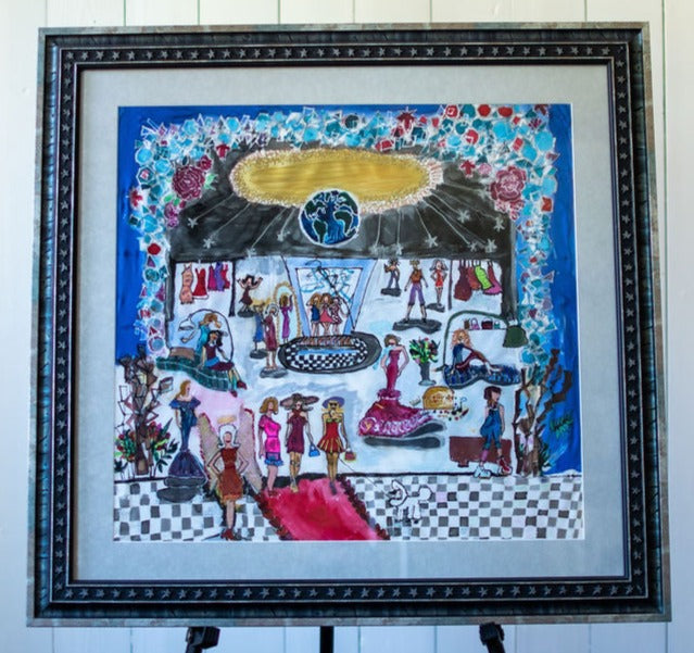 D-358   AN ORIGINAL SILK PAINTING by CYDNEY                   FASHION WORLD REMIX