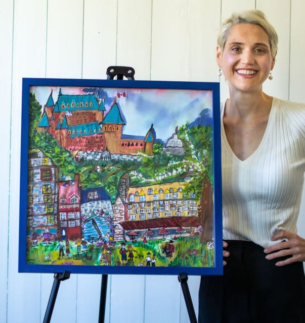 D-169   AN ORIGINAL SILK PAINTING by CYDNEY     A PAINTING FOR QUEBEC CITY: ENTER THE GATES OF LOVE