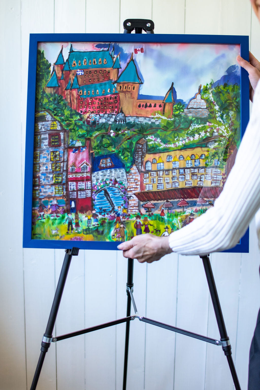 D-169   AN ORIGINAL SILK PAINTING by CYDNEY     A PAINTING FOR QUEBEC CITY: ENTER THE GATES OF LOVE