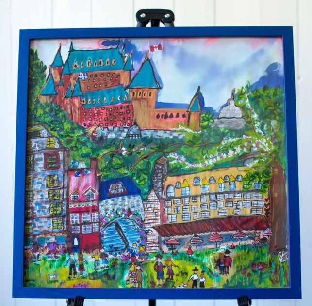 D-169   AN ORIGINAL SILK PAINTING by CYDNEY     A PAINTING FOR QUEBEC CITY: ENTER THE GATES OF LOVE