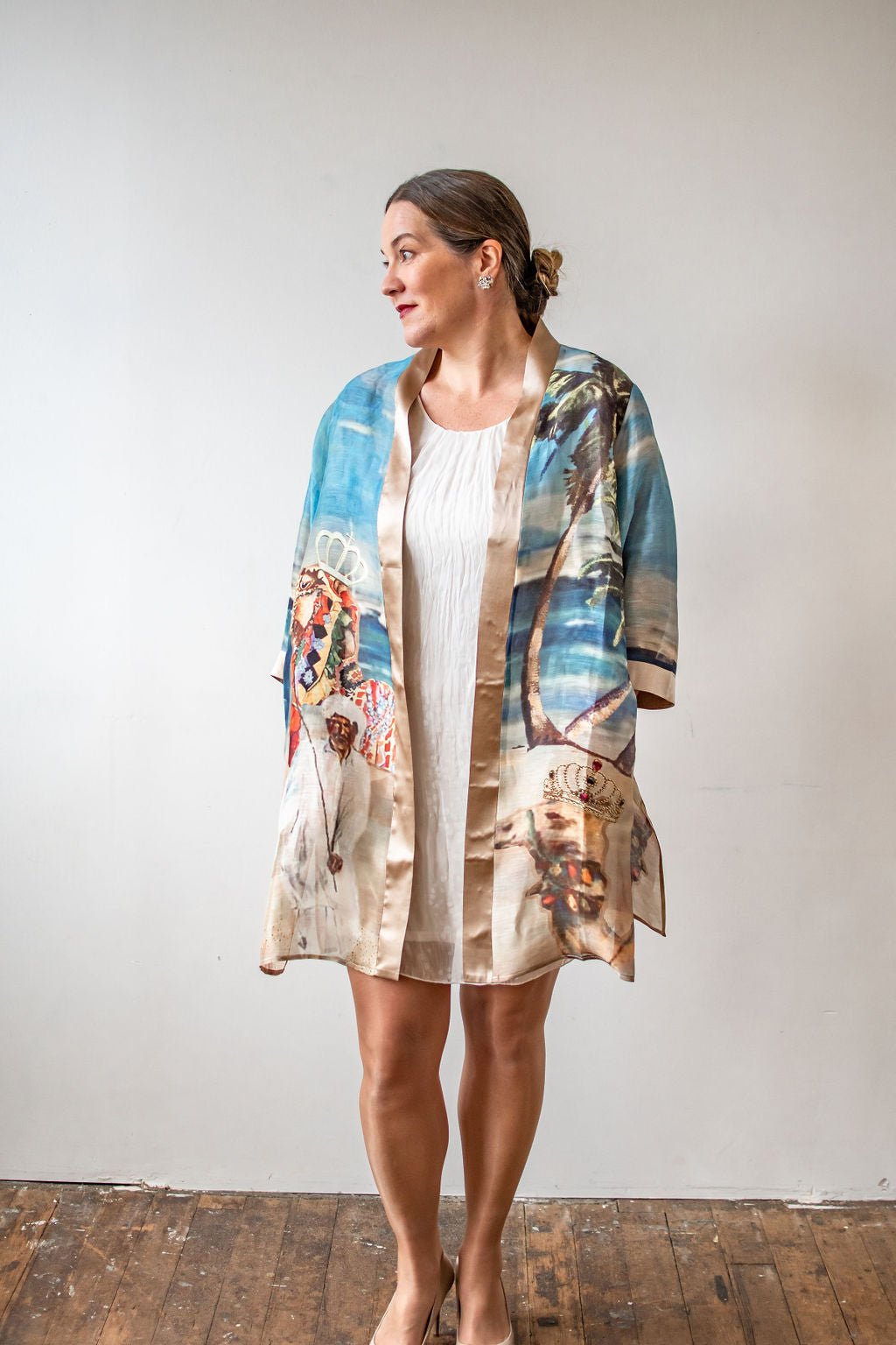 D-408K SILK SINEN KIMONO - BEHOLD THE CAMELS ARE HERE