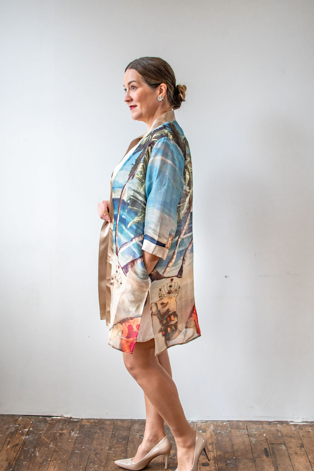 D-408K SILK SINEN KIMONO - BEHOLD THE CAMELS ARE HERE