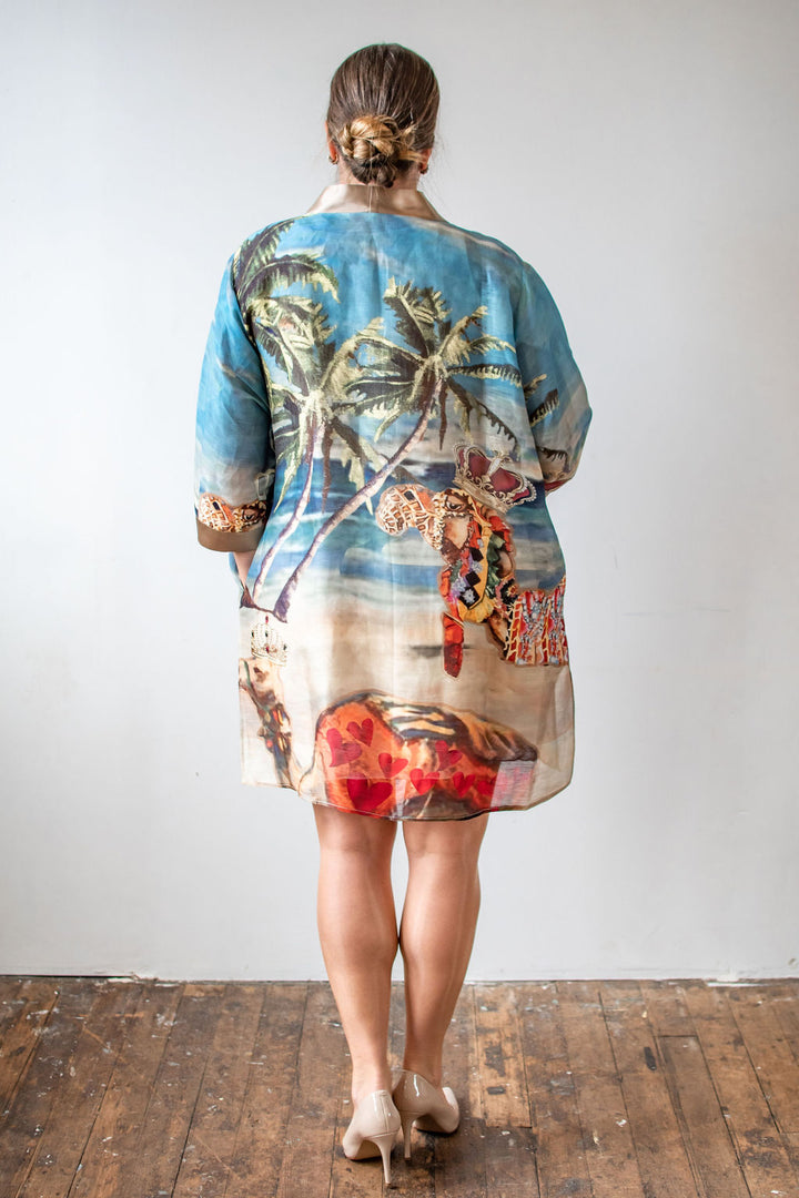 D-408K SILK SINEN KIMONO - BEHOLD THE CAMELS ARE HERE