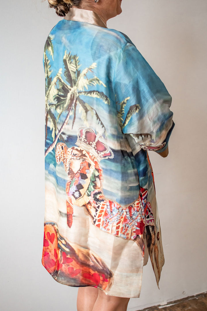 D-408K SILK SINEN KIMONO - BEHOLD THE CAMELS ARE HERE