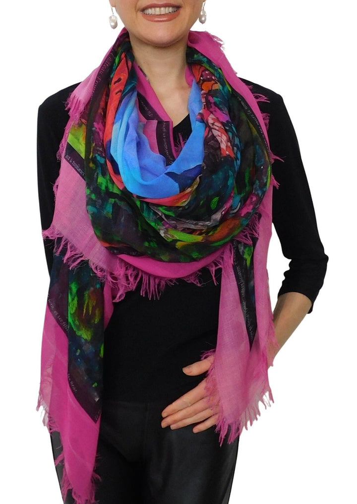 D-169B A SCARF FOR QUEBEC CITY : ENTER THE GATES OF LOVE IN PINK
