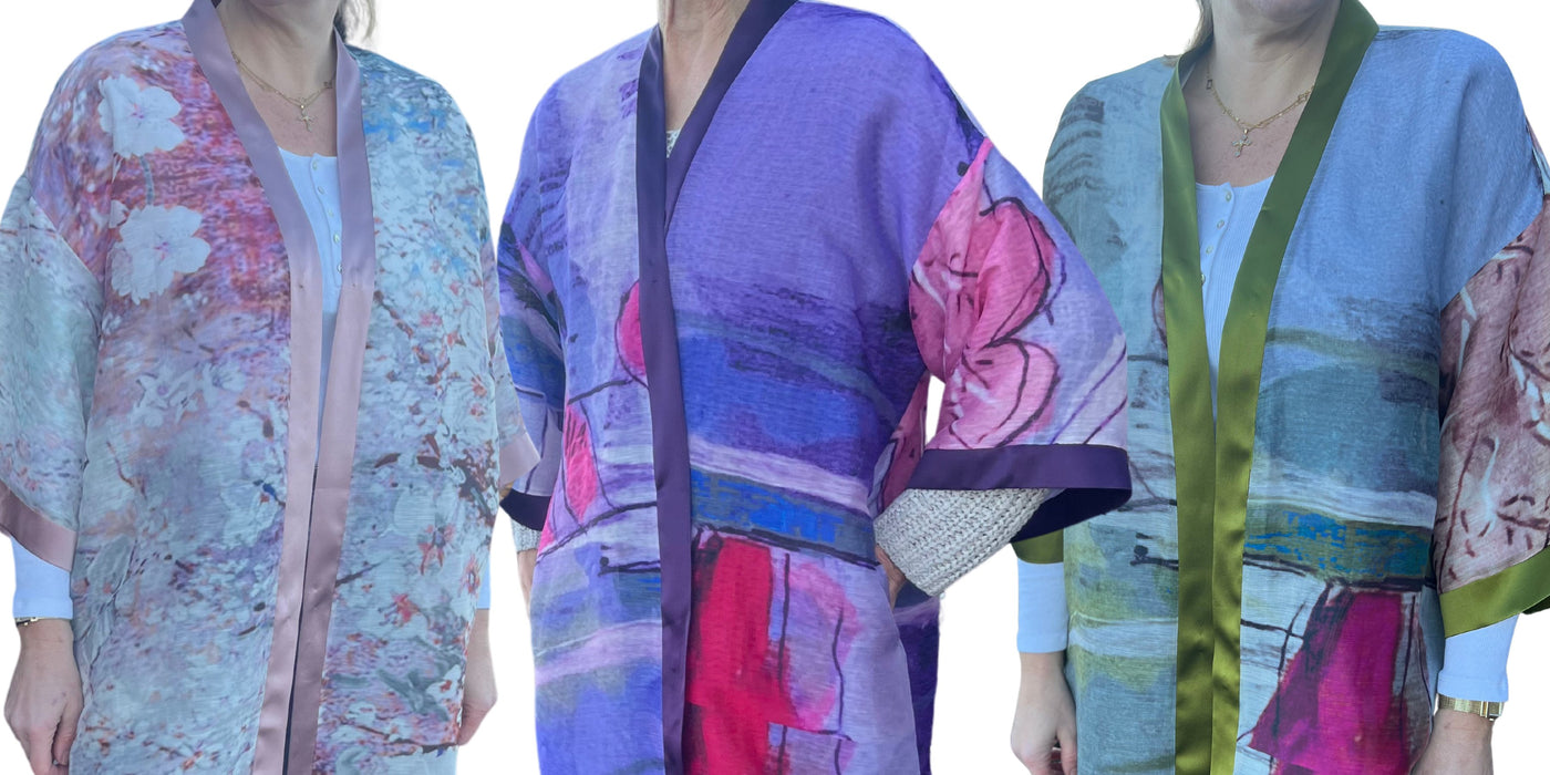 Silk Linen Hand Made Luxury Kimonos - One Size
