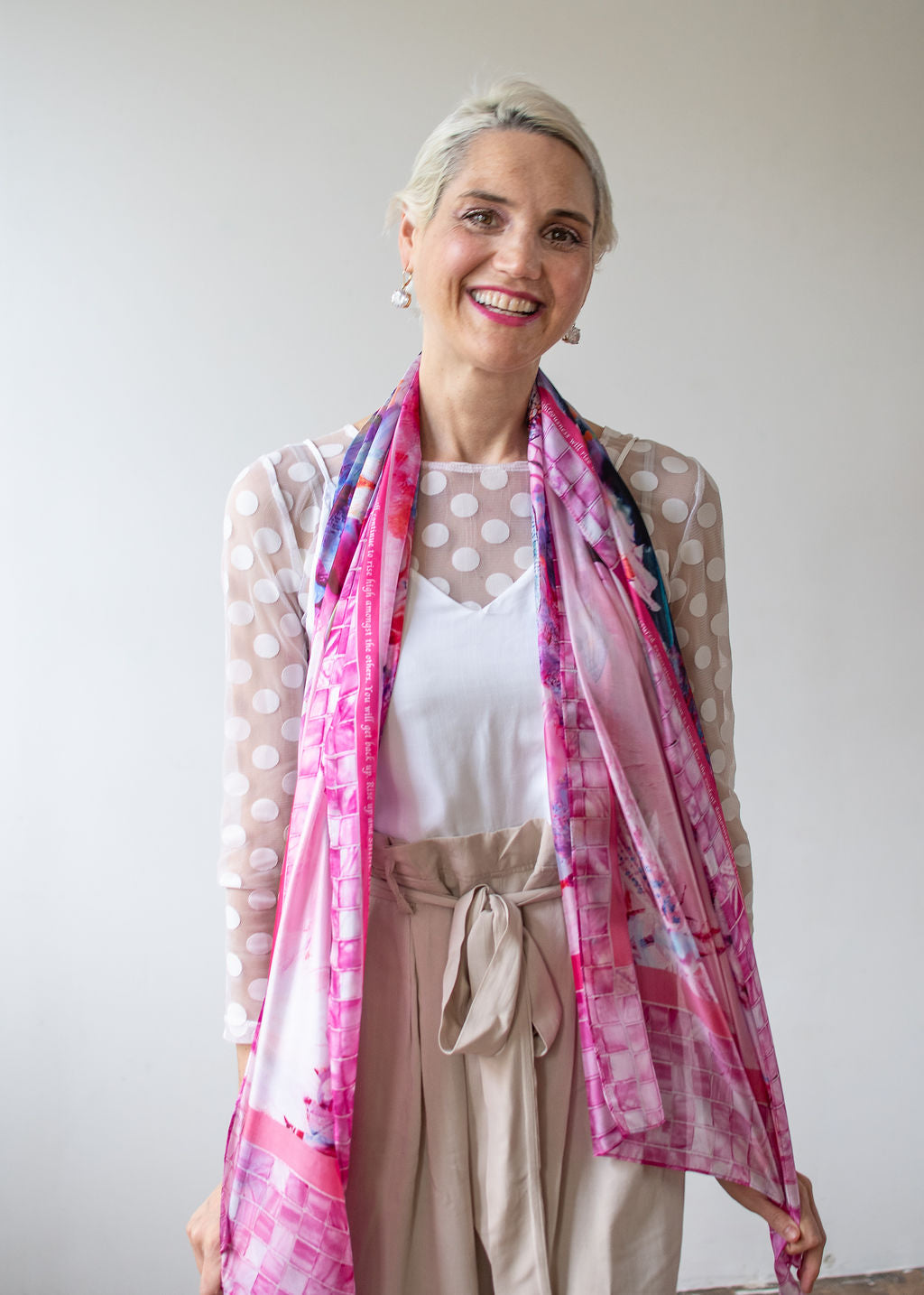 D-542S  NEW LIFE AGAIN: YOU ARE HEALED. THE PINK DRAGONFLY SCARF