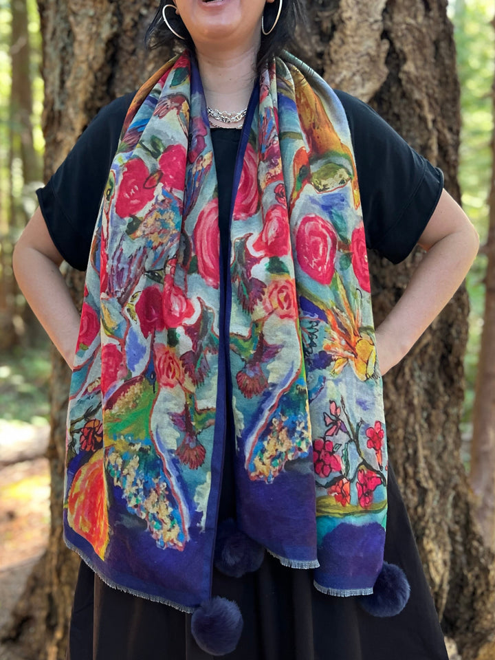 D-905OBS BRUSHED SILK WARM AND FUZZY LOVES EYE IS ON THE SPARROW (HUMMINGBIRD)
