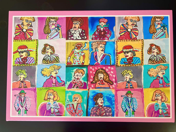 ORIGINAL PAINTING PRINTED CANVAS 16 X 24" WAYS TO WEAR A SCARF BY CYDNEY