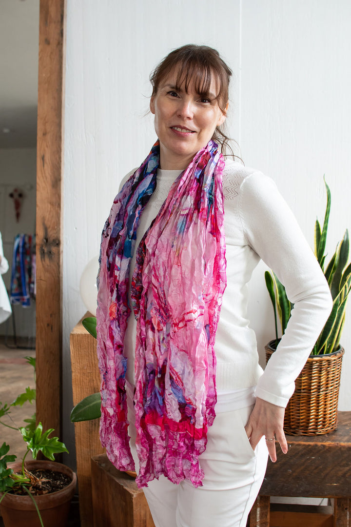 D-542S  NEW LIFE AGAIN: YOU ARE HEALED. THE PINK DRAGONFLY SCARF