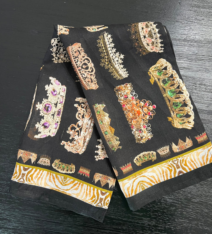 D-705LTT FOREVER CROWNED LINEN TEA TOWEL- STATEMENT PIECE FOR THE HOME