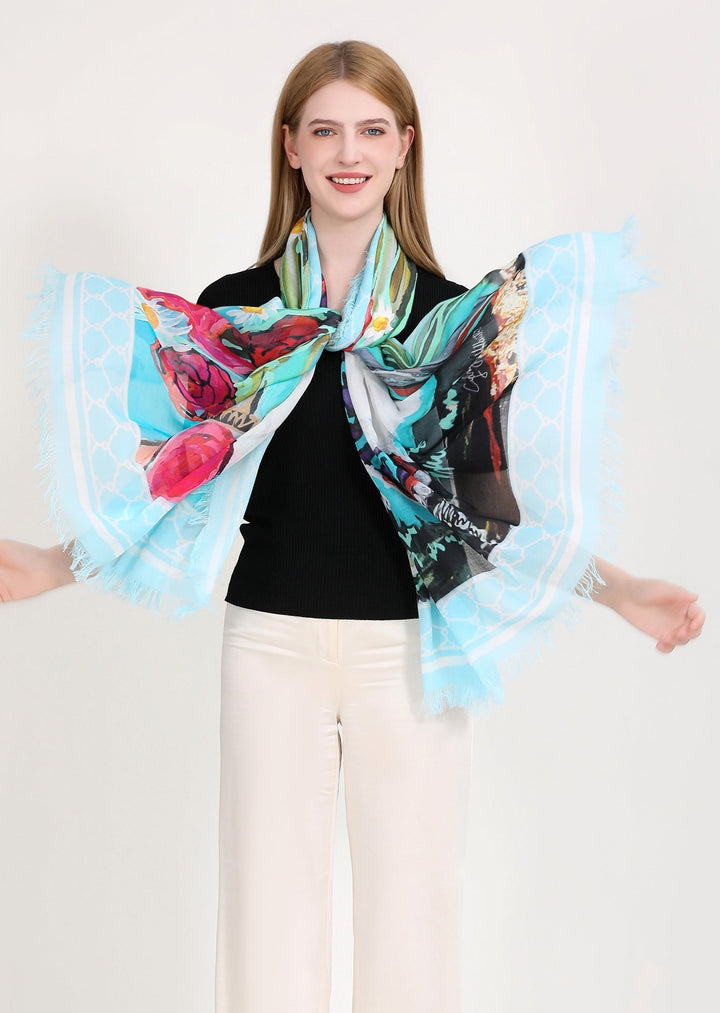 D-565 THE DEBORAH SCARF- NEW SWORD AND DIAMONDS ON THE SOLES OF HER SHOES