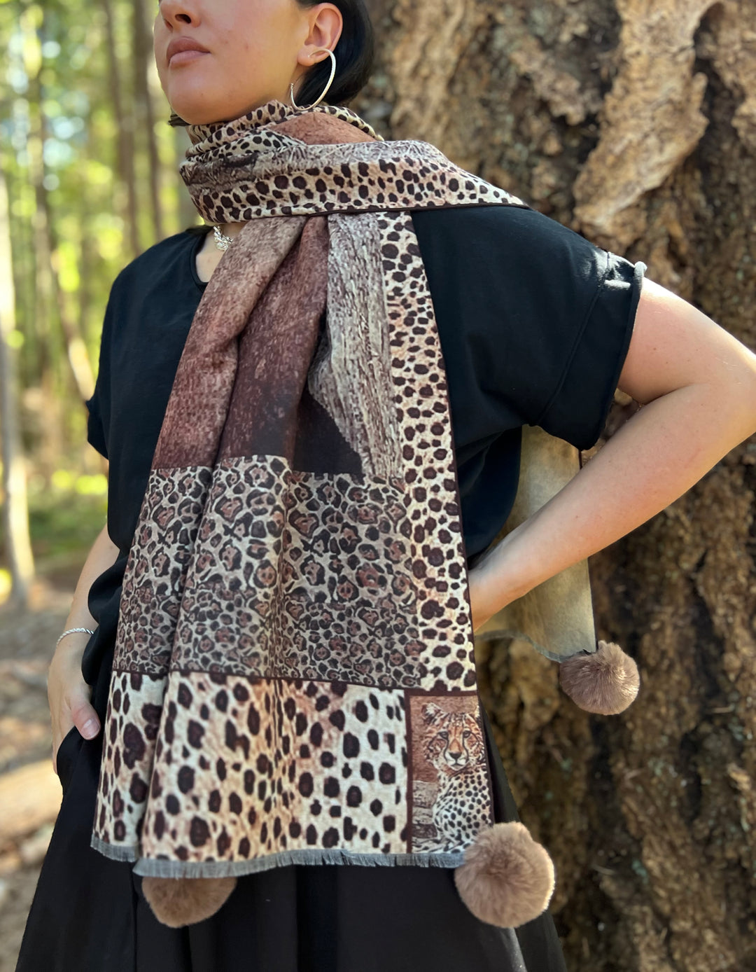 D-903OBS BRUSHED SILK WARM AND FUZZY LEOPARDS