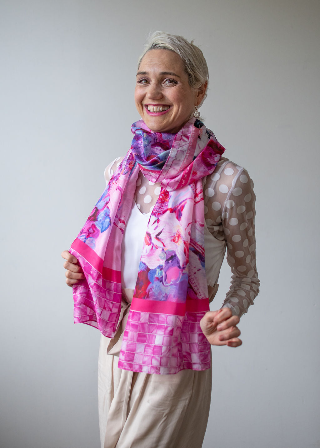 D-542S  NEW LIFE AGAIN: YOU ARE HEALED. THE PINK DRAGONFLY SCARF