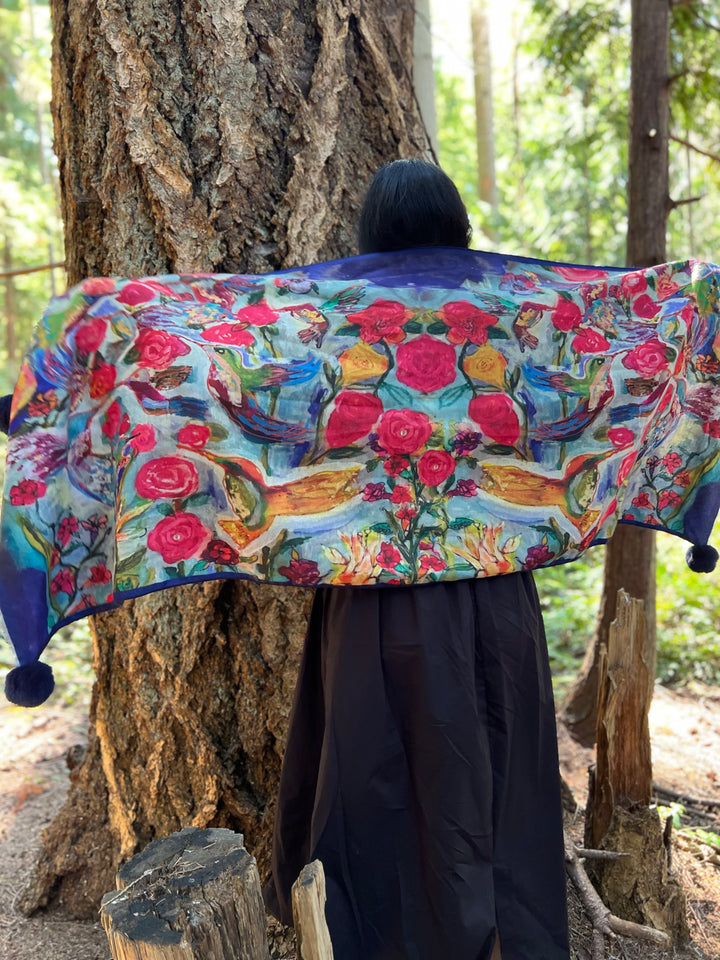 D-905OBS BRUSHED SILK WARM AND FUZZY LOVES EYE IS ON THE SPARROW (HUMMINGBIRD)