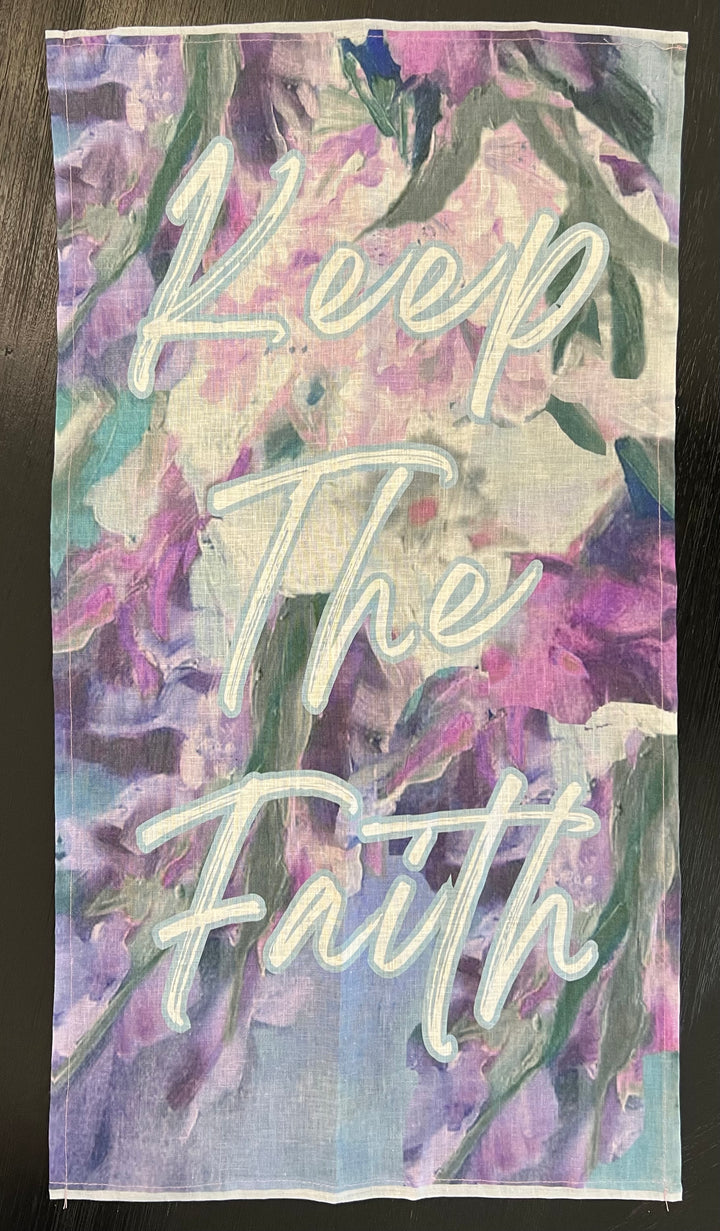 D-516LTT KEEP THE FAITH ORGANIC LINEN TEA TOWEL