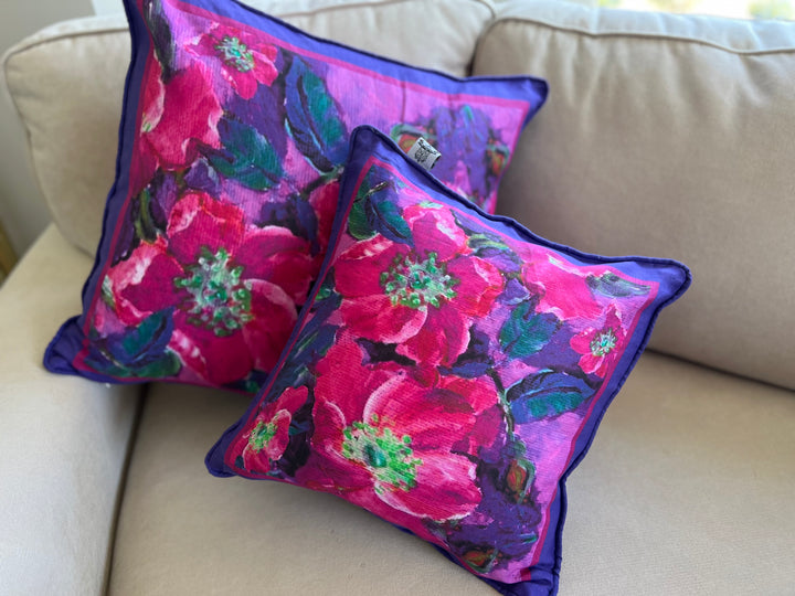 D-140 ALBERTA WILD ROSES Large Luxury Organic Linen Sham 22" x 22"