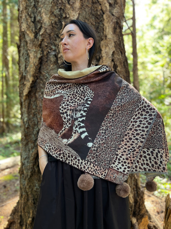 D-903OBS BRUSHED SILK WARM AND FUZZY LEOPARDS