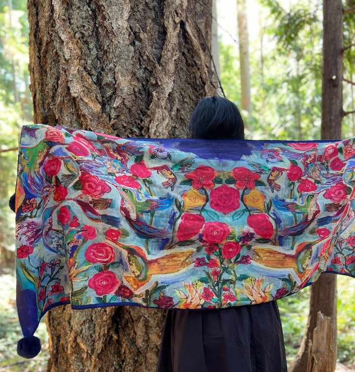 D-905OBS BRUSHED SILK WARM AND FUZZY LOVES EYE IS ON THE SPARROW (HUMMINGBIRD)