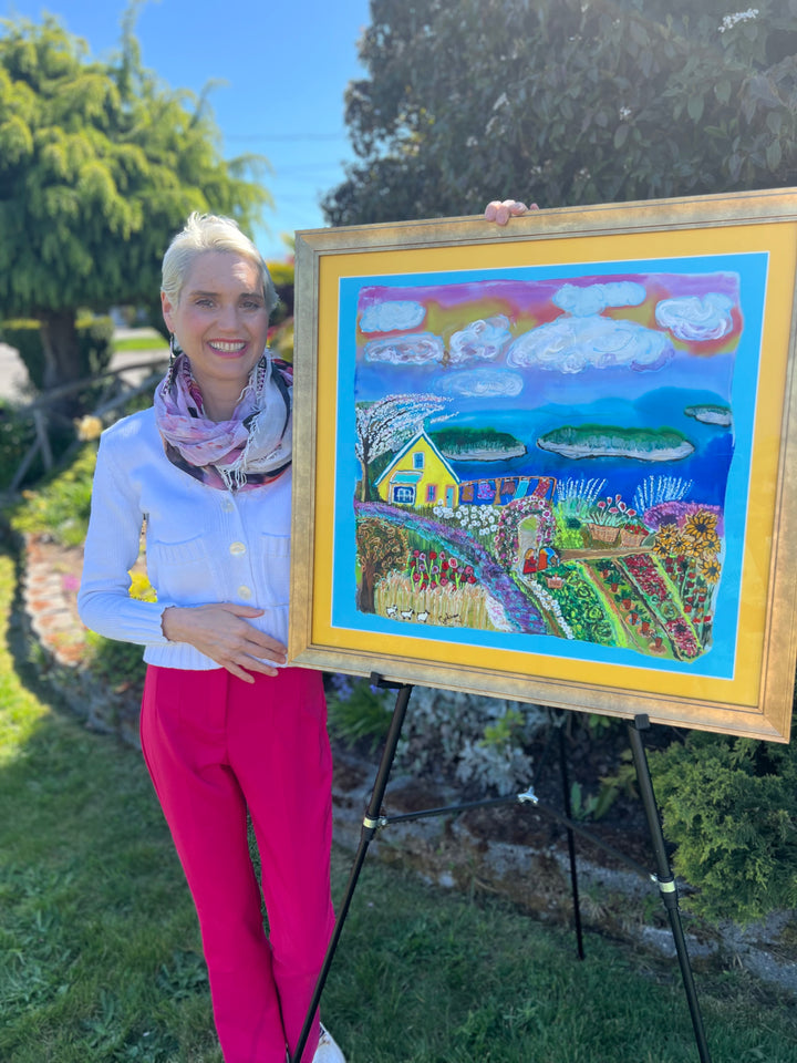 LIVING ON THE OVERFLOW ORIGINAL SILK PAINTING