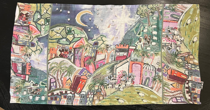 D-481LTT BETHLEHEM PEACE ON EARTH- CATCH THE INEXPRESSIBLE JOY OF CHRISTMAS! (MUTED HUE) ORGANIC LINEN TEA TOWEL